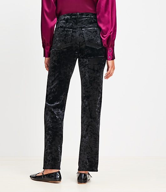 Five Pocket Straight Pants in Crushed Velvet