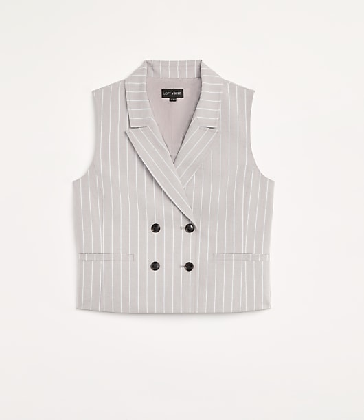 Petite LOFT Versa Striped Seasonless Stretch Double Breasted Vest