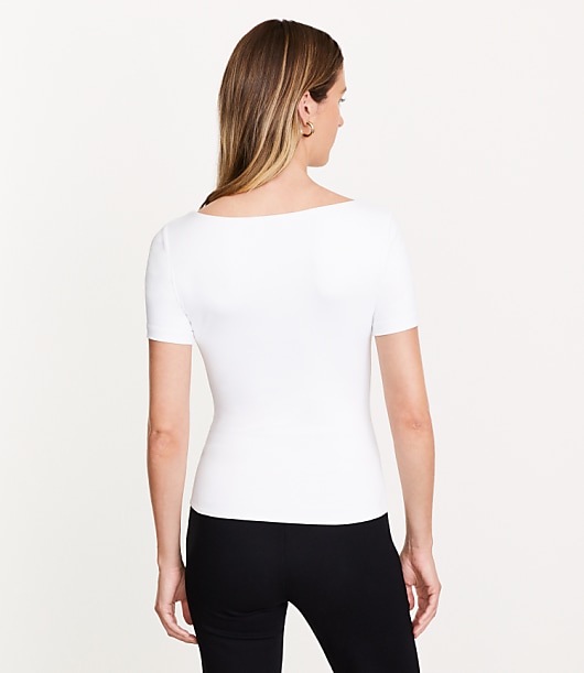 Petite LOFT Versa 360 Knit Square Neck Tee