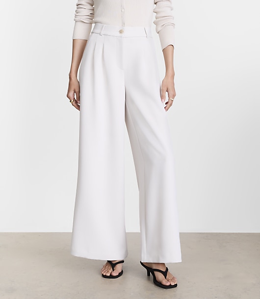 Petite LOFT Versa Crepe Drape Palazzo Pant