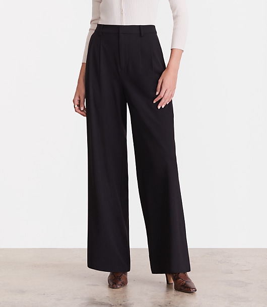 LOFT Versa Seasonless Stretch Double Pleat Wide Leg Pants