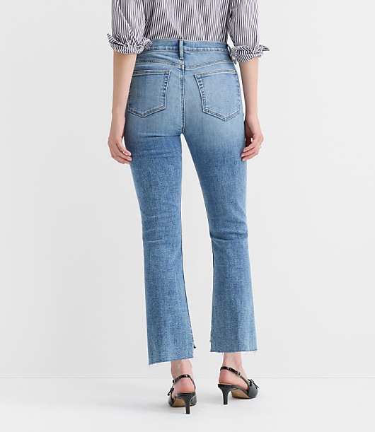 Curvy Step Hem High Rise Kick Crop Jeans in Classic Mid Wash