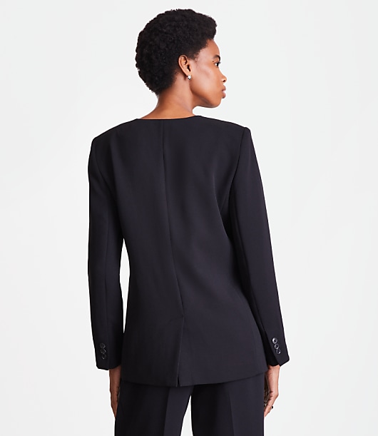 LOFT Versa Crepe Drape Collarless Blazer