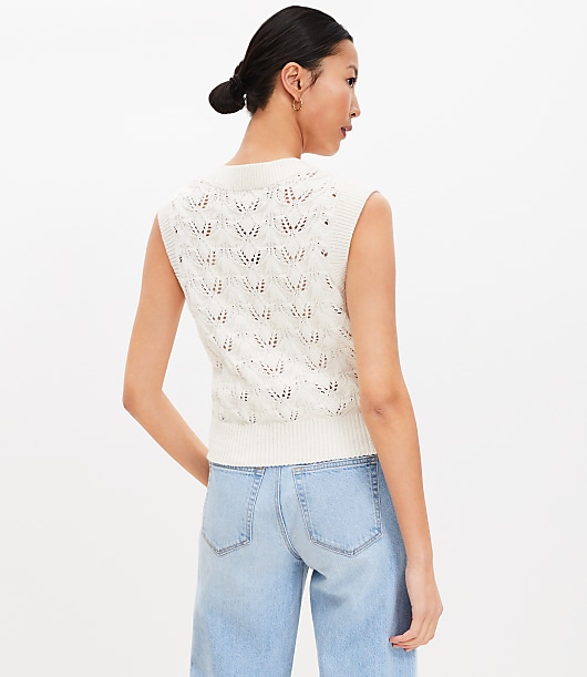 Pointelle V-Neck Sweater Vest