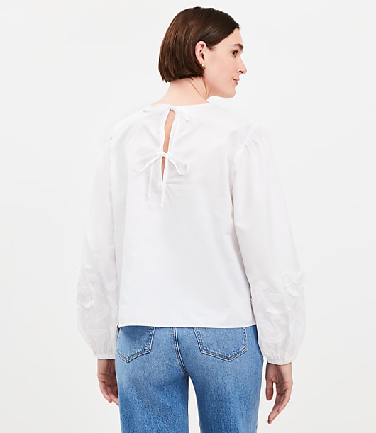 Lace Poplin Tie Back Blouse
