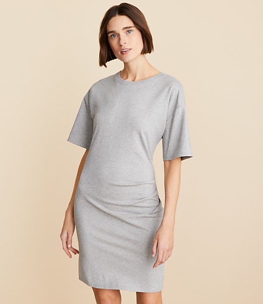 Lou & Grey Heathered Modern Jersey Pleated Tee Dress