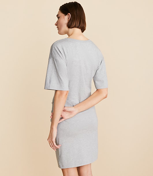 Lou & Grey Heathered Modern Jersey Pleated Tee Dress