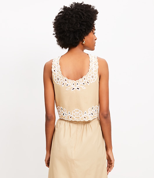 Floral Eyelet Poplin Tank Top