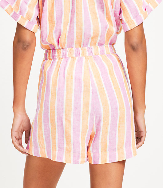 LOFT Beach Striped Linen Drawstring Shorts
