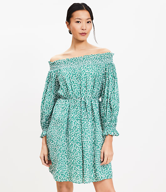 Floral Smocked Off The Shoulder Mini Dress