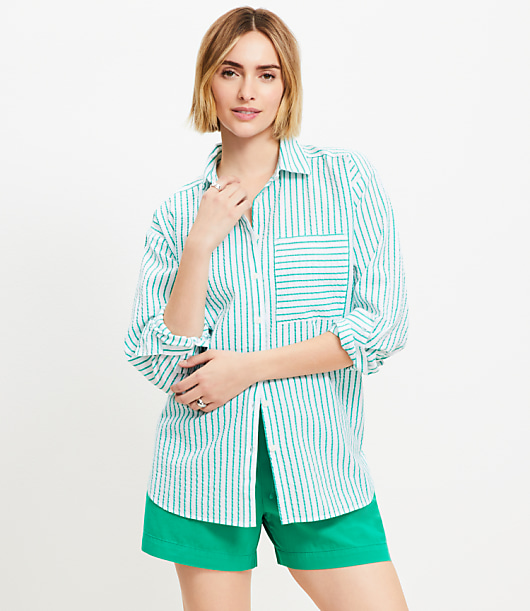 Striped Everyday Oversized Pocket Shirt