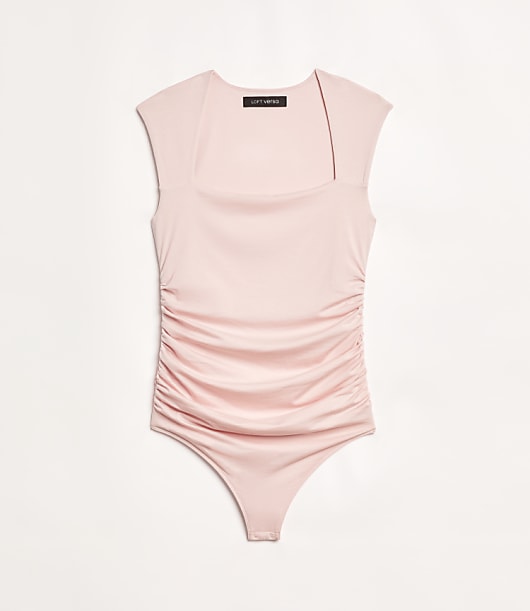 LOFT Versa 360 Knit Ruched Square Neck Bodysuit