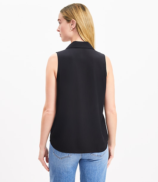 Double Tie Collared Shell - Black