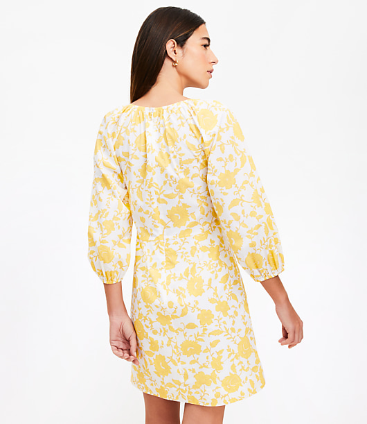 Floral Poplin Shirred Mini Dress