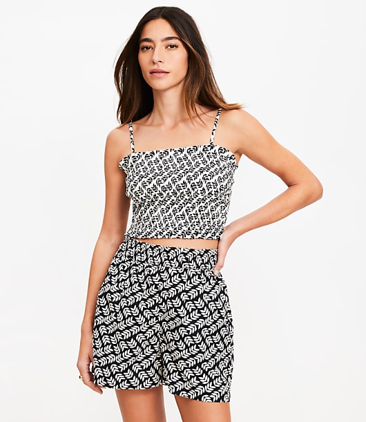 LOFT Beach Leafed Poplin Smocked Cami