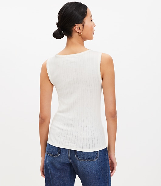 Pointelle Perfect Ribbed Scoop Neck Tank Top