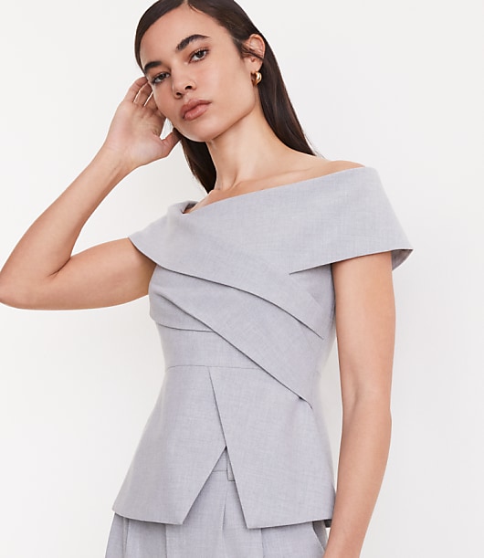 LOFT Versa Seasonless Stretch Asymmetrical Off The Shoulder Top