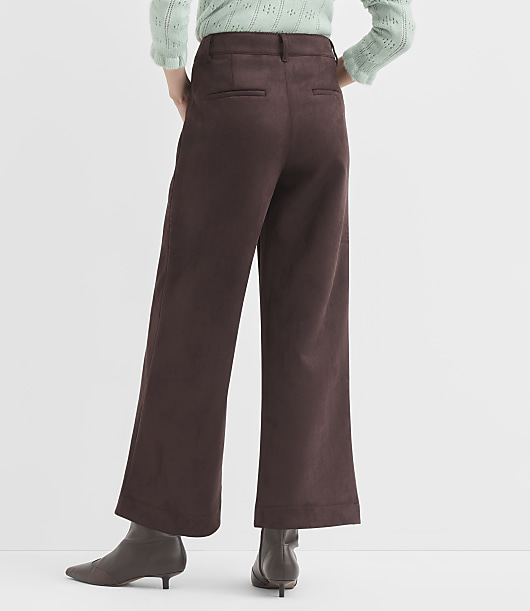 Petite Palmer Wide Leg Pants in Faux Suede