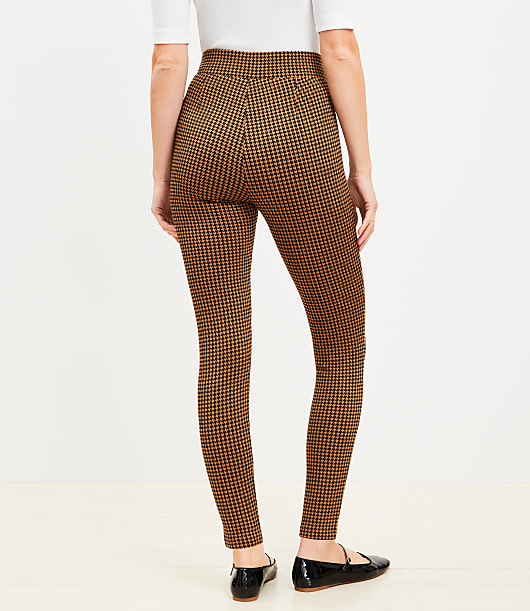 Houndstooth Ponte Leggings - Brown Multi