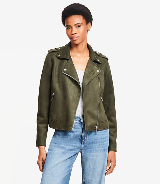 Faux Suede Moto Jacket