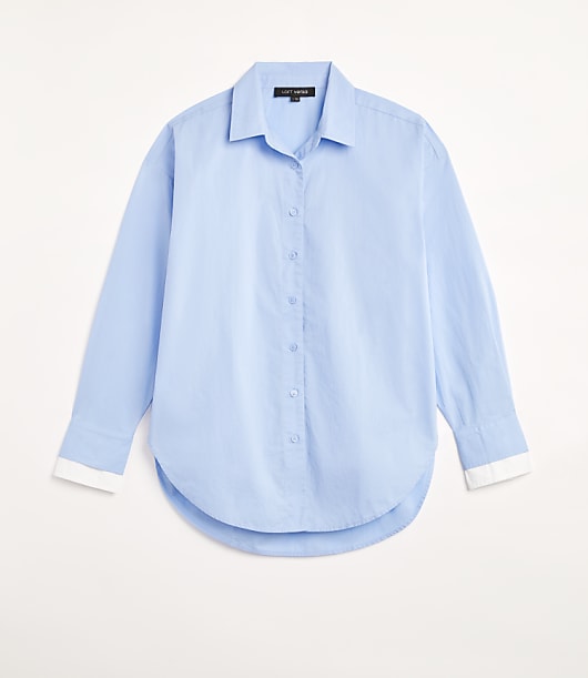 LOFT Versa Poplin Oversized Double Cuff Tunic Shirt