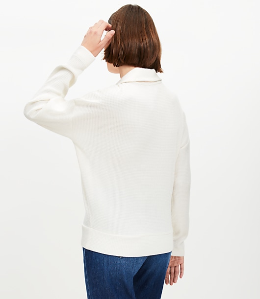 Waffle Collared V-Neck Top
