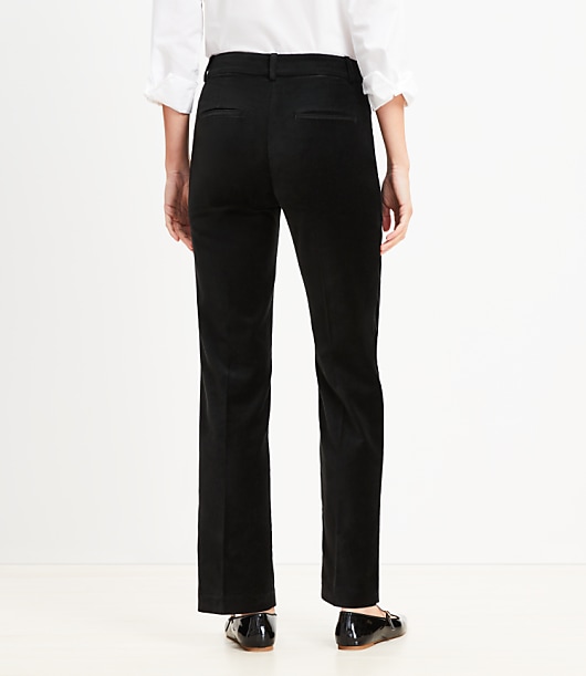 Pintucked Full Length Straight Pants in Velvet
