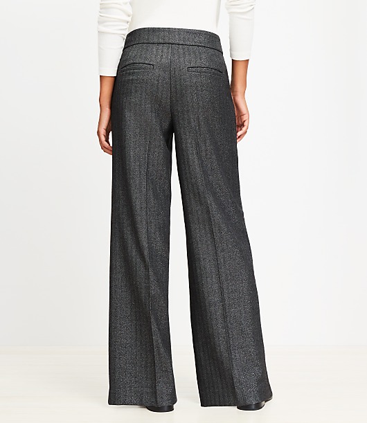 Clean Wide Leg Pants in Shimmer Herringbone