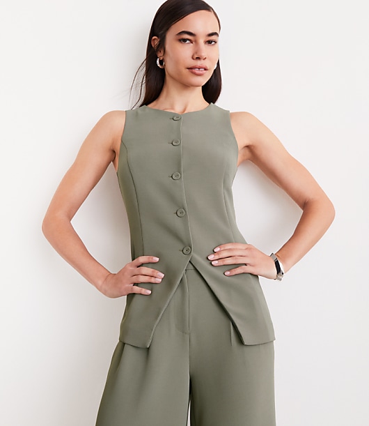 LOFT Versa Crepe Drape High Neck Vest
