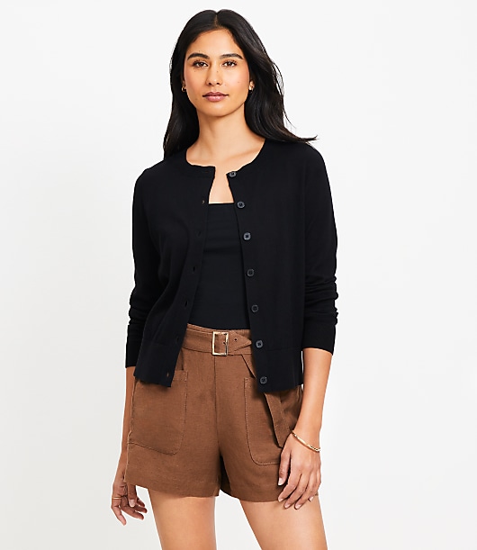 Modern Crew Neck Cardigan - Black