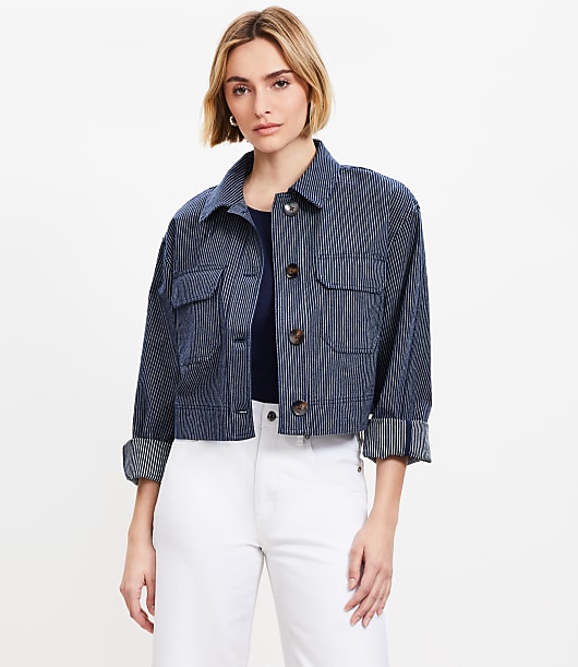 Textured Stripe Wide Sleeve Jacket