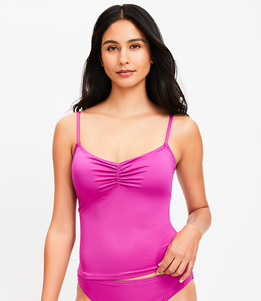 LOFT Beach Cinched Tankini Top - Deep Magenta