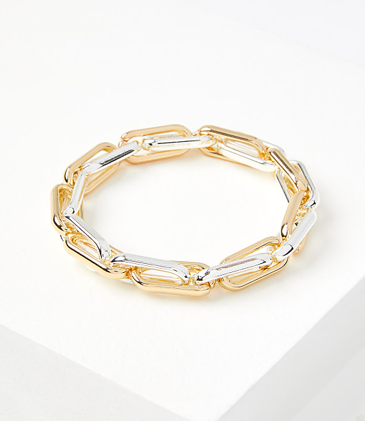Loft Mixed Metal Chain Link Stretch Bracelet