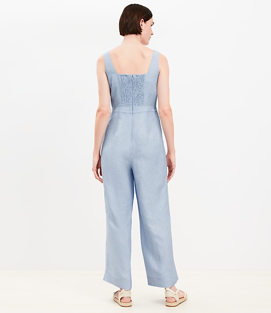 Linen Blend Square Neck Jumpsuit