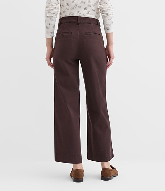 Petite Palmer Wide Leg Crop Pants in Twill