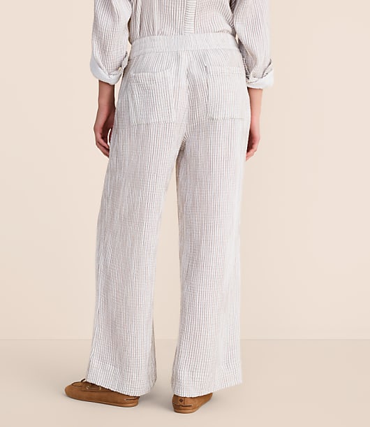 Petite Lou & Grey Striped Triple Cloth Wide Leg Pants