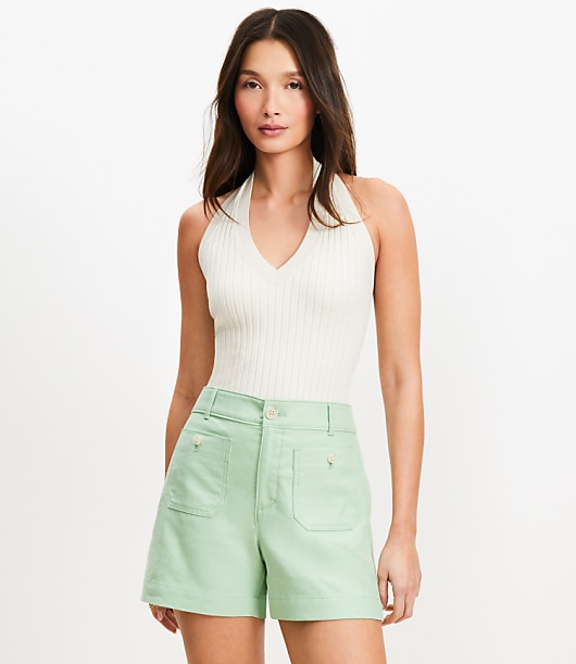Ribbed V-Neck Halter Sweater