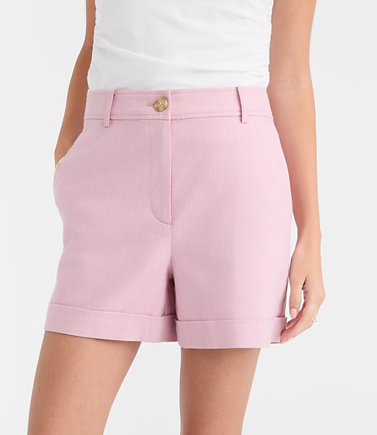 Petite Cuffed Shorts in Cotton Linen