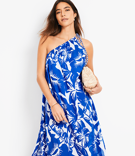 LOFT Beach Tropical One Shoulder Swimsuit Coverup