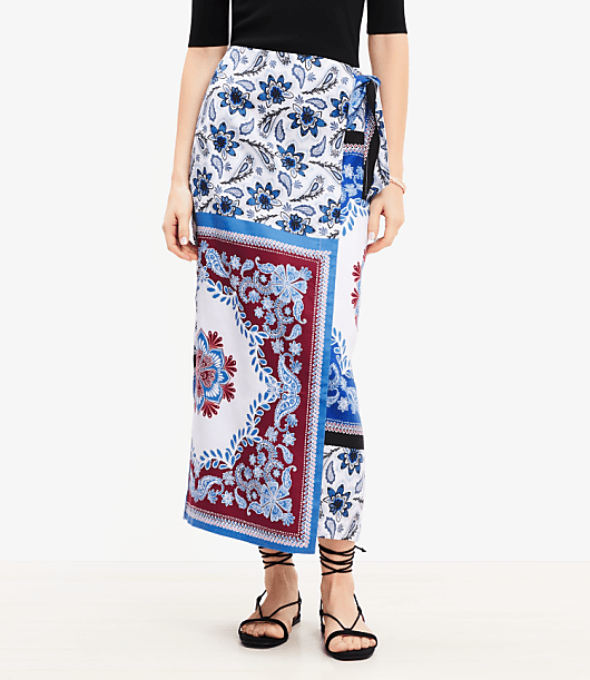 Tiled Wrap Midi Skirt