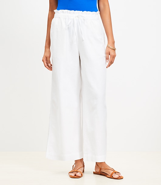 Breezy Wide Leg Ankle Pants in Linen Cotton