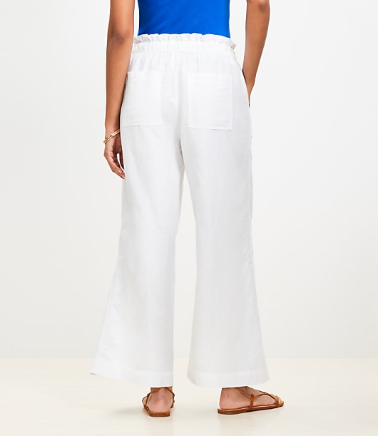 Breezy Wide Leg Ankle Pants in Linen Cotton