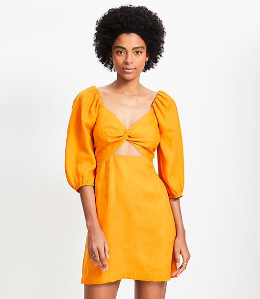 LOFT Beach Linen Cutout Mini Pocket Dress