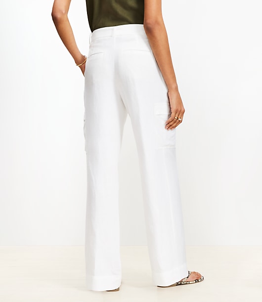 Belted Drapey Cargo Pants in Linen Blend