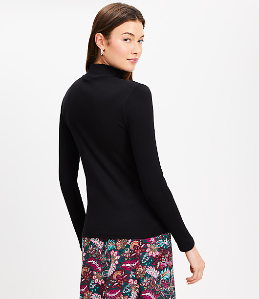 Petite Ribbed Mock Neck Top