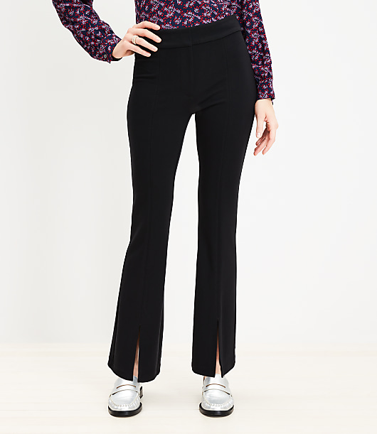 Split Hem Flare Pants in Twill
