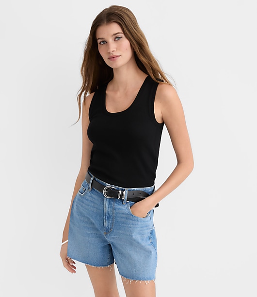 Loft Petite Perfect Ribbed Scoop Neck Tank Top
