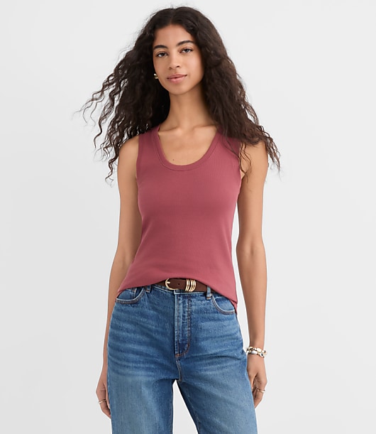 Petite Perfect Ribbed Scoop Neck Tank Top