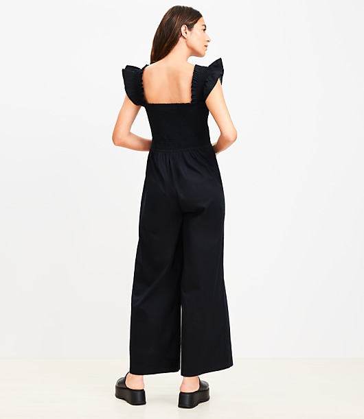LOFT Beach Smocked Ruffle Strap Jumpsuit