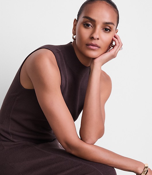 Petite LOFT Versa Sleeveless Mock Neck Midi Sweater Dress